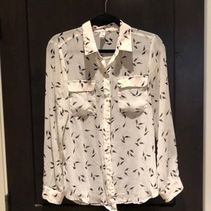 Cream sheer button up Blouse